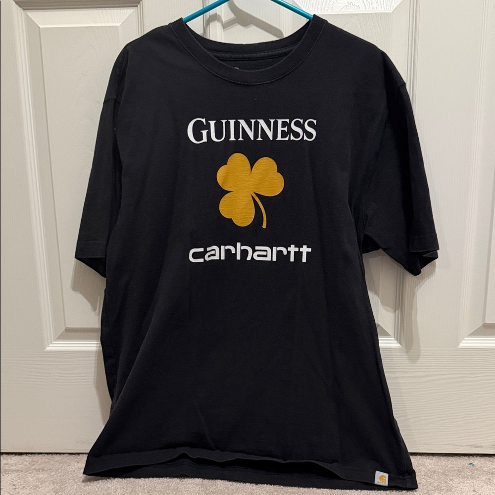 Carhartt Black Tee with Gold Shamrock